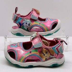 Paw Patrol Pink Glitter Sandals Toddler Size 6 Lights up